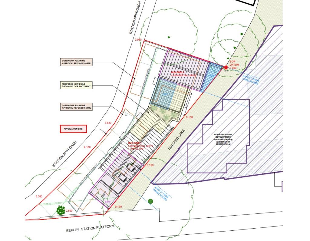 Lot: 143 - DETACHED COMMERCIAL BUILDINGS WITH PLANNING FOR NEW FLATS AND OFFICE UNIT - Development Site Plan